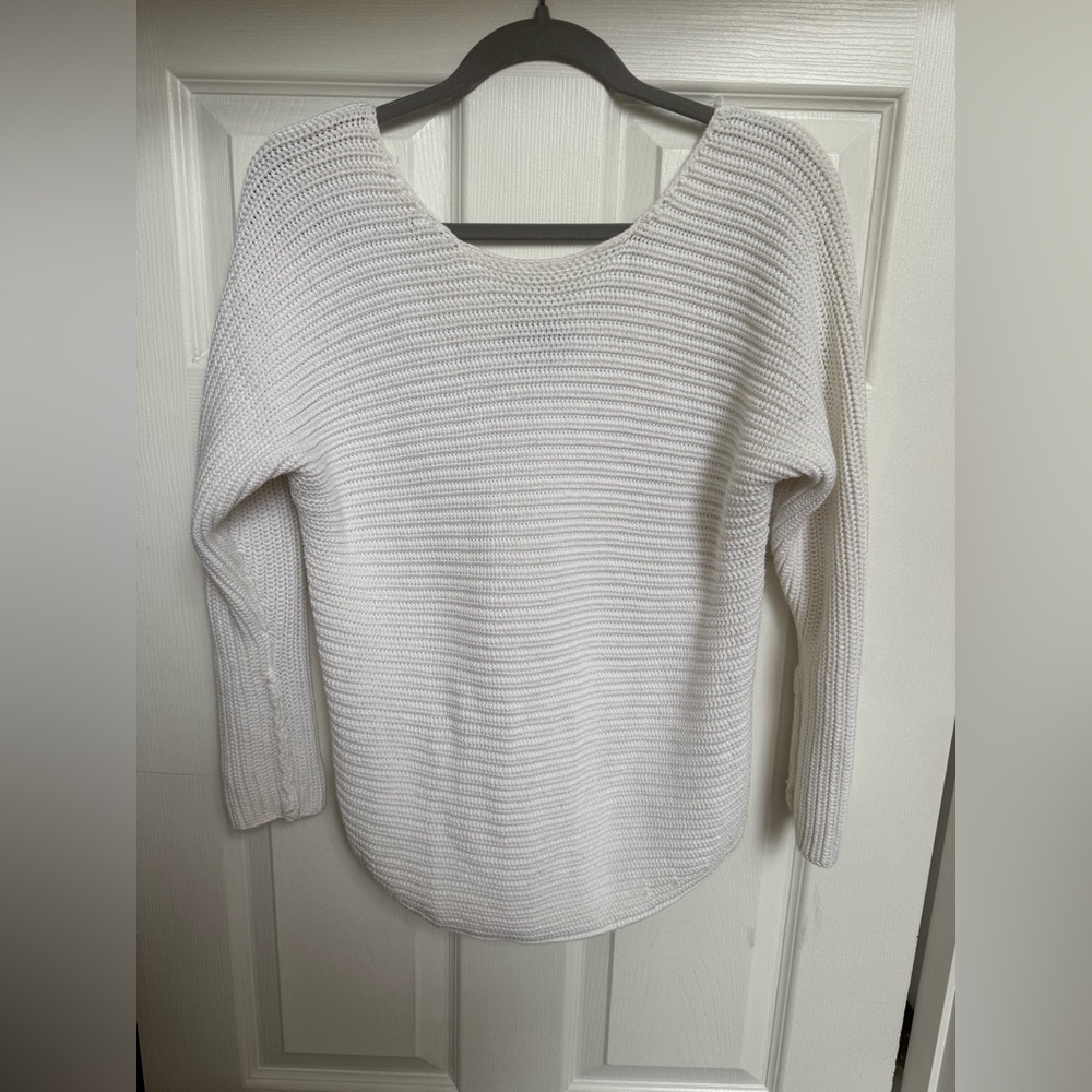 Vince White Sweater with Ribbed Knit